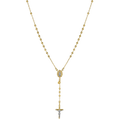 3mm Diamond-Cut Cross Rosary Crucifix Chain Necklace 10K Yellow Gold
