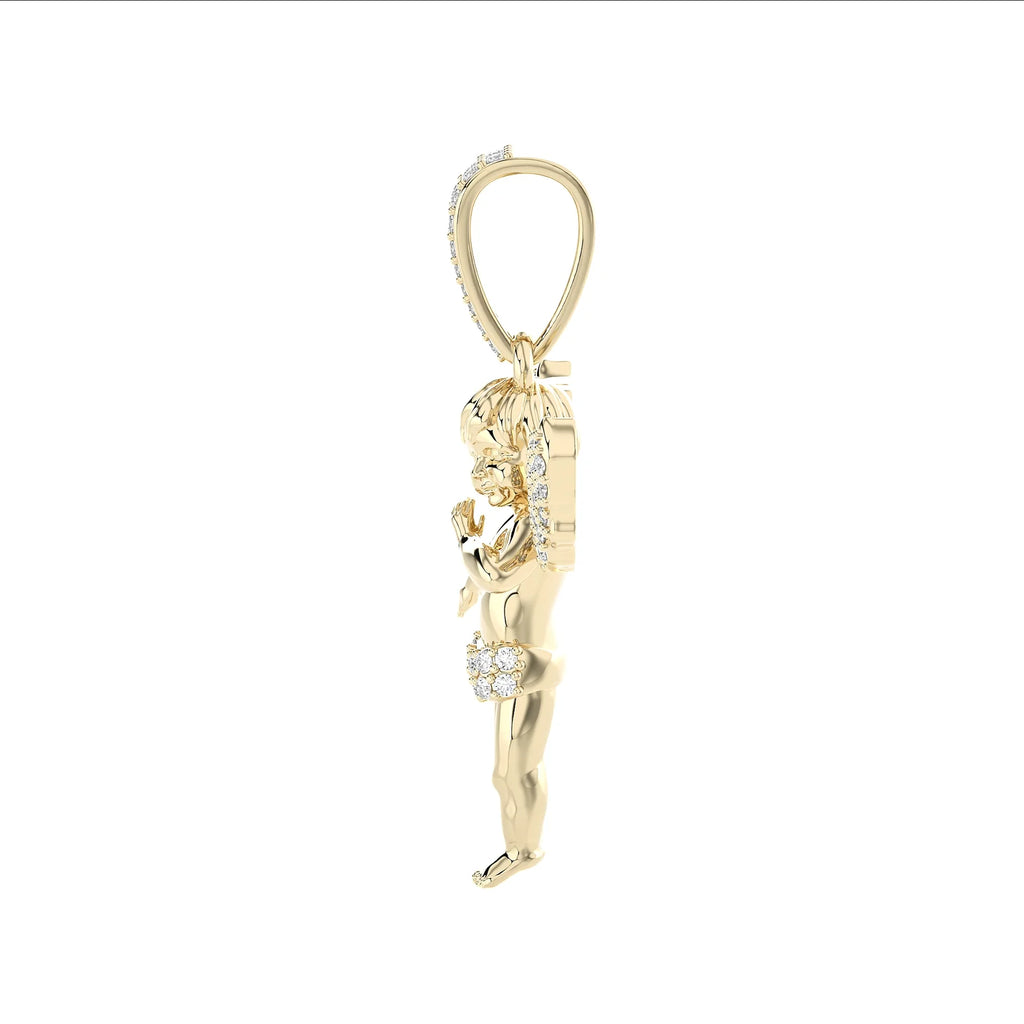 Diamond Angel Pendant 10K Yellow Gold