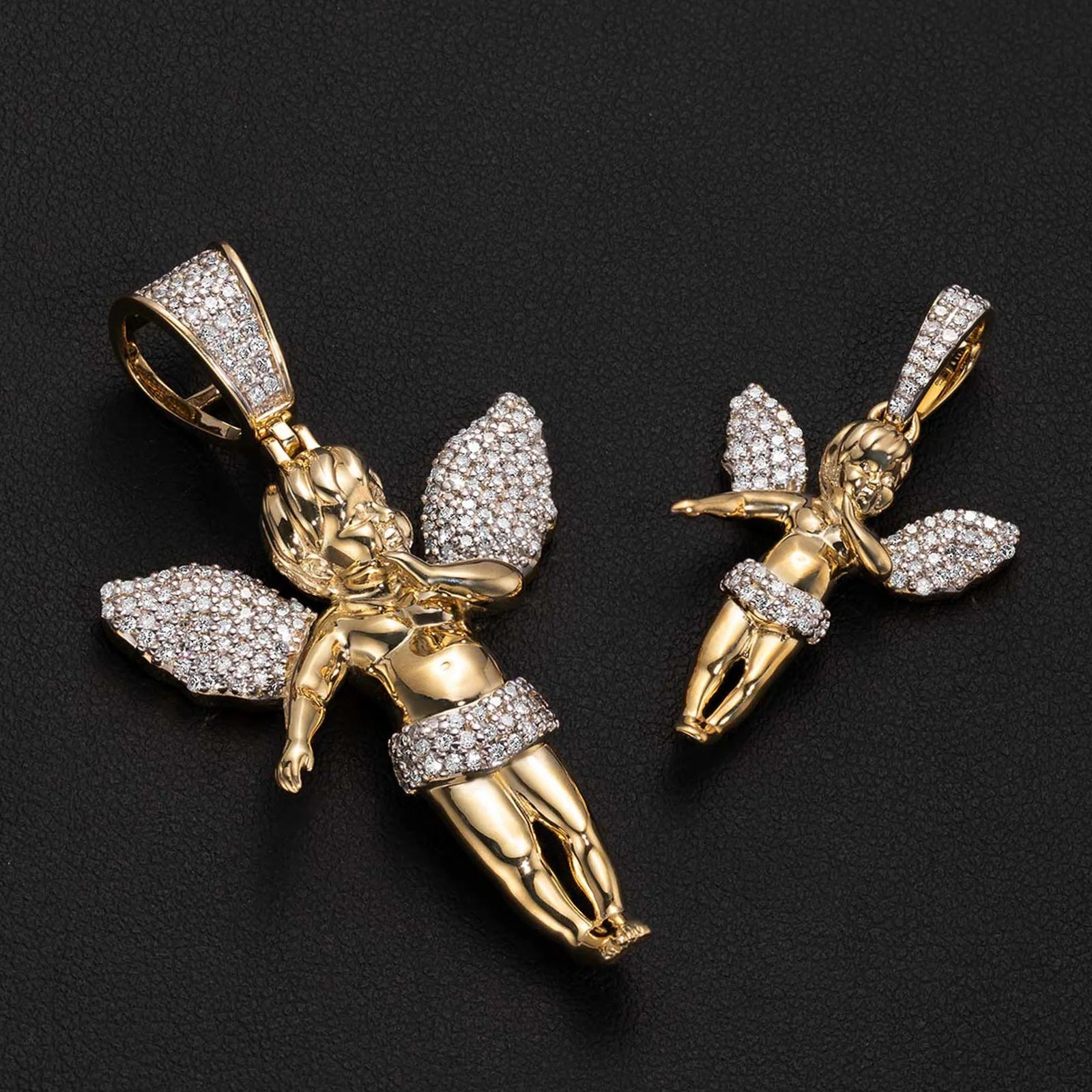 Diamond Angel Pendant 10K Yellow Gold