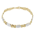 7.25" Diamond Cut Hugs and Kisses Stampato Bracelet 10K Yellow White Gold
