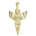 Diamond Cut Praying Angel Charm Pendant Solid 10K Yellow Gold