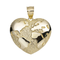 Heart Shaped World Map Pendant 10K Yellow Gold