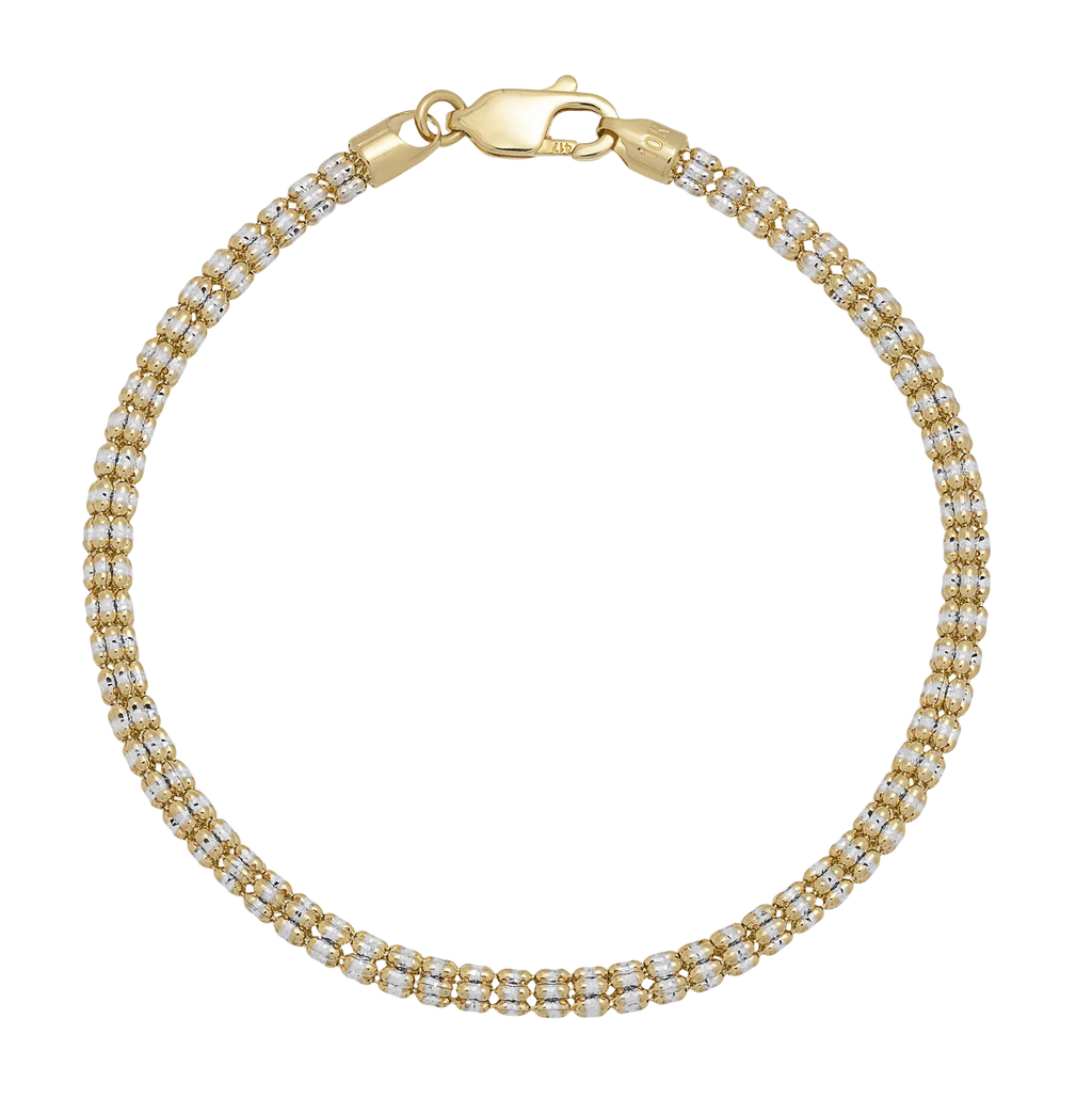 Ice Chain Bracelet 10K Yellow White Gold