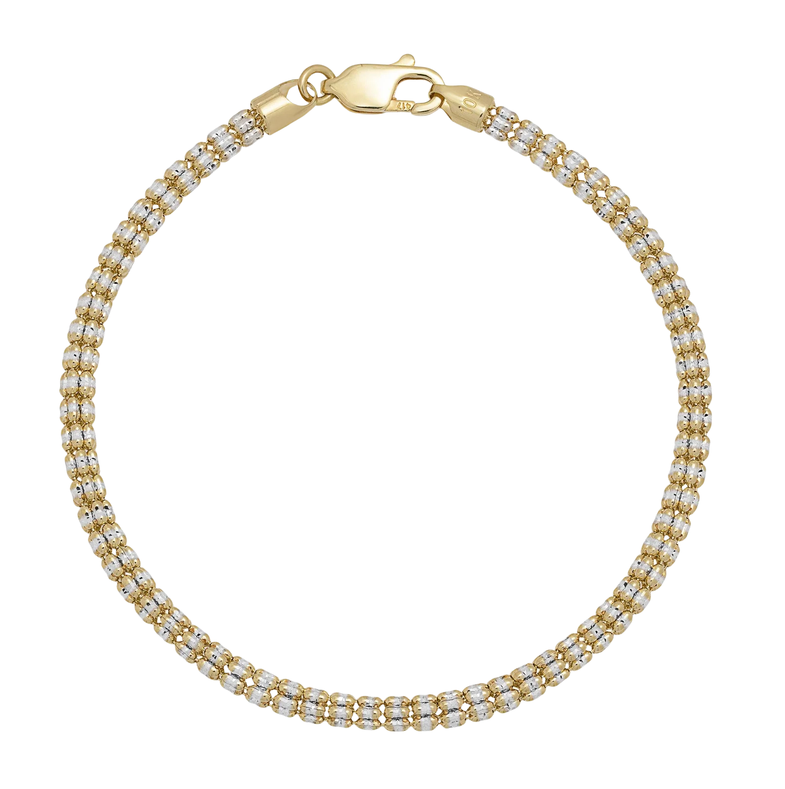 Ice Chain Bracelet 10K Yellow White Gold