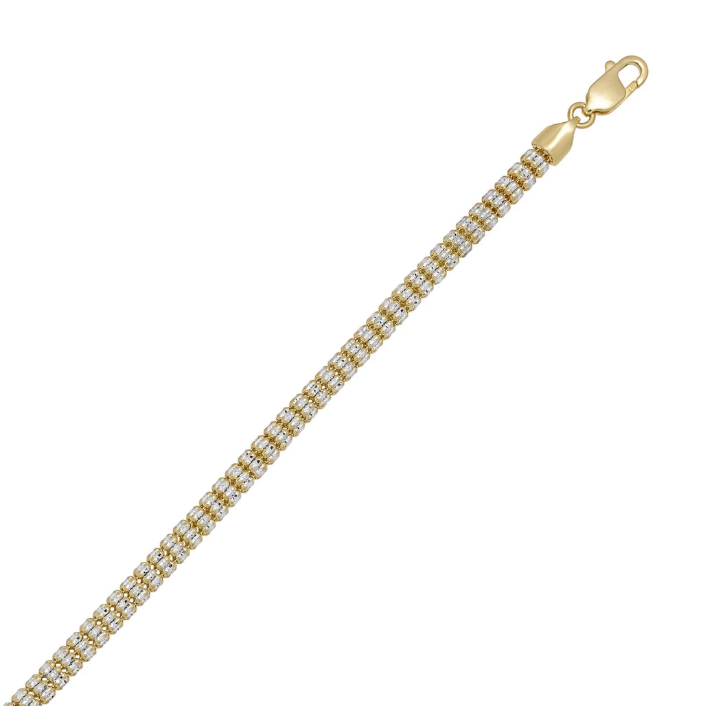 Ice Chain Bracelet 10K Yellow White Gold