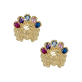Indian Chief Rainbow Stud Earrings Solid 10K Yellow Gold