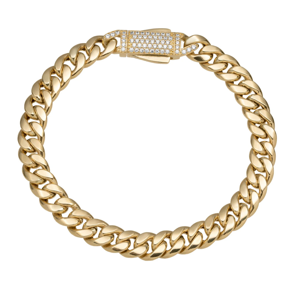 7.5mm Miami Cuban Link Bracelet 14K Yellow Gold