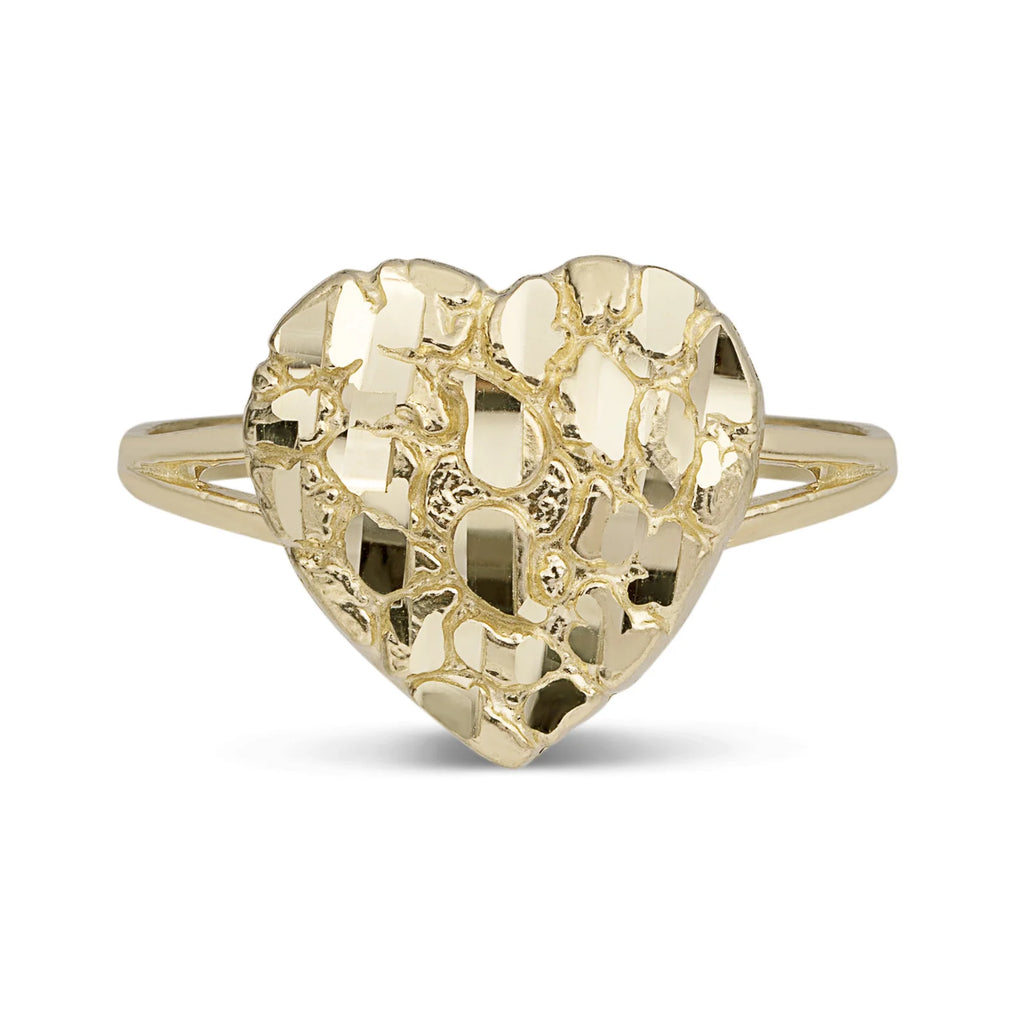 Nugget Heart Ring 10K & 14K Yellow Gold