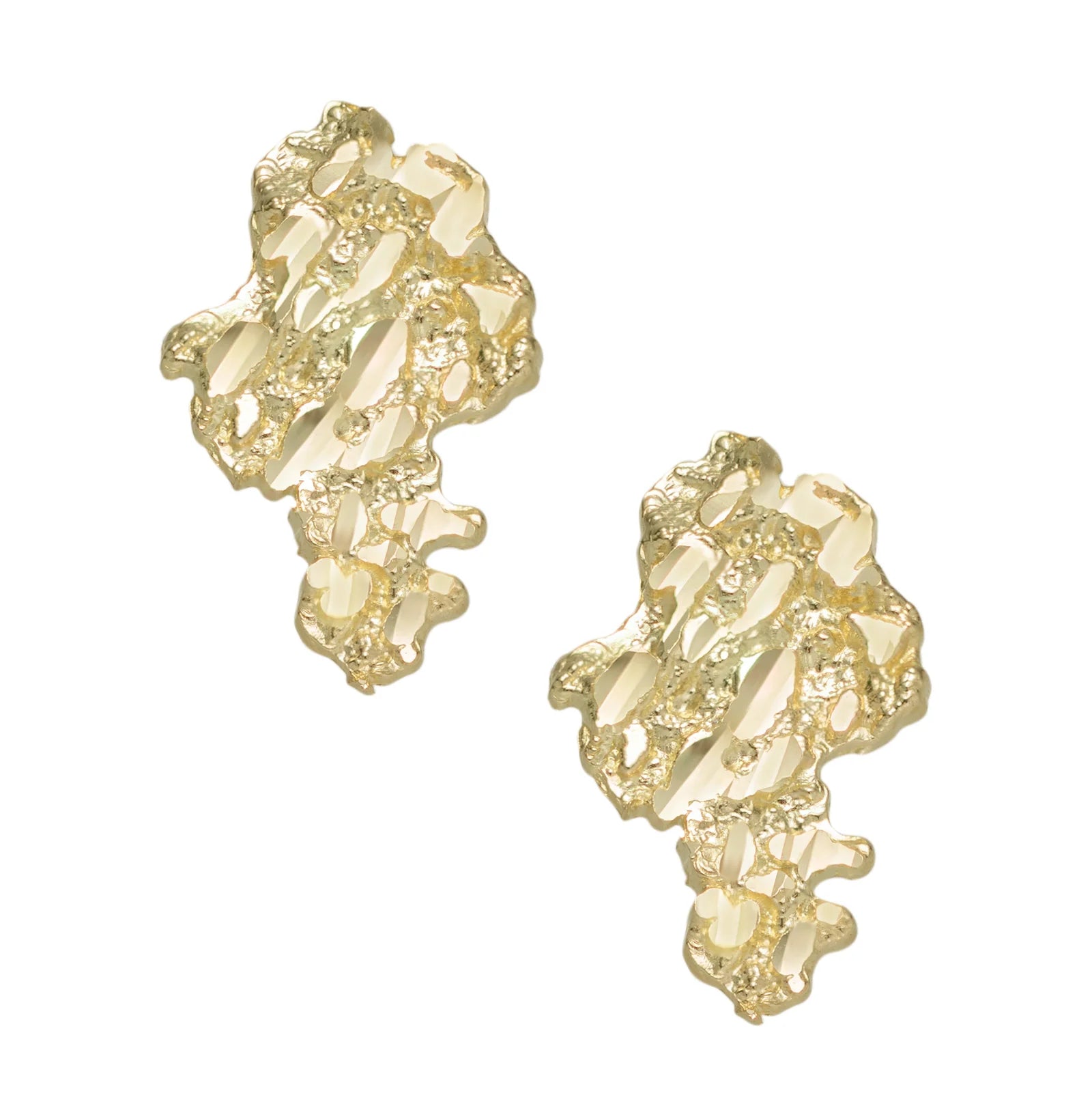 Nugget Stud Earrings Solid 10K & 14K Yellow Gold