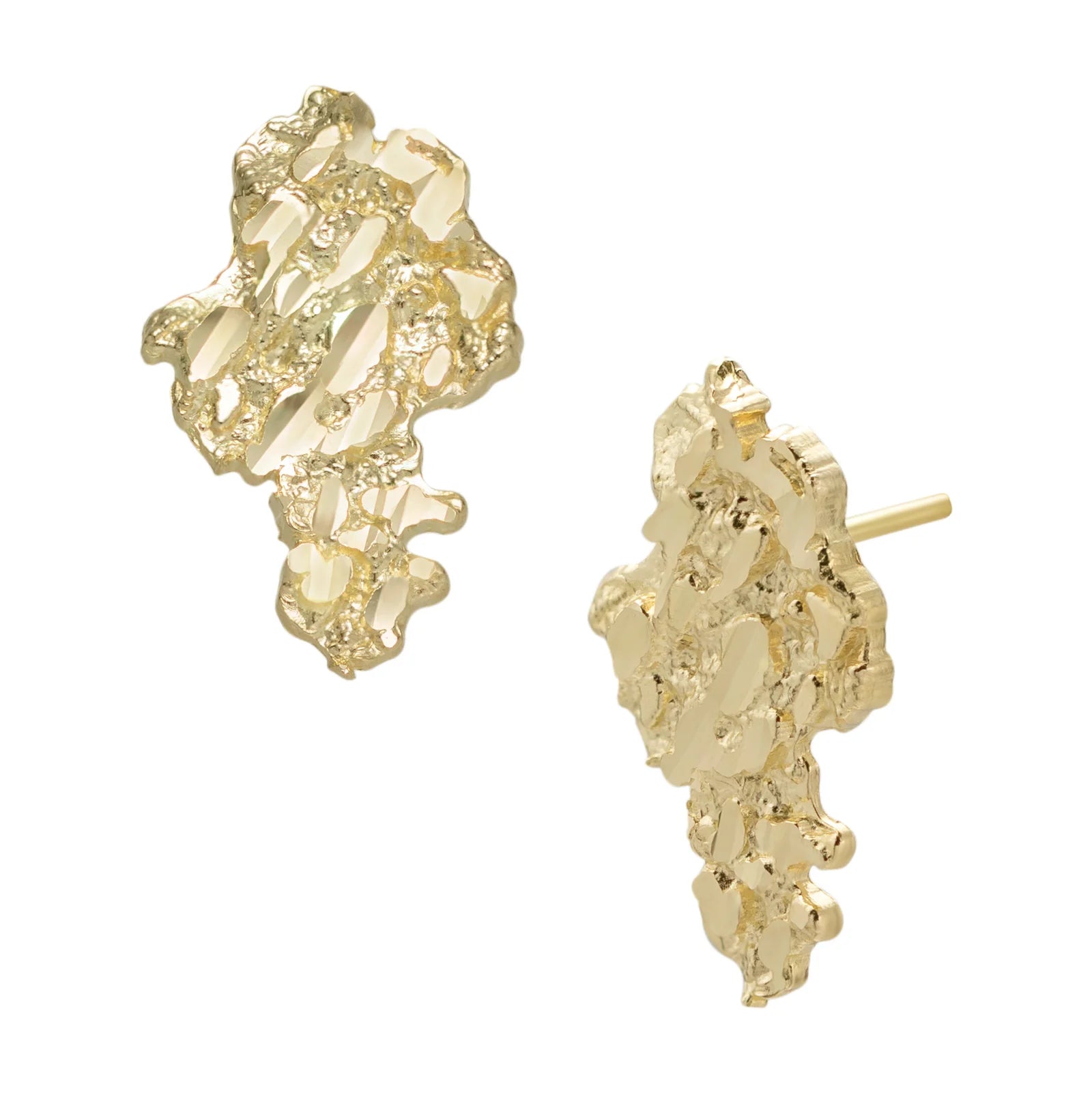 Nugget Stud Earrings Solid 10K & 14K Yellow Gold