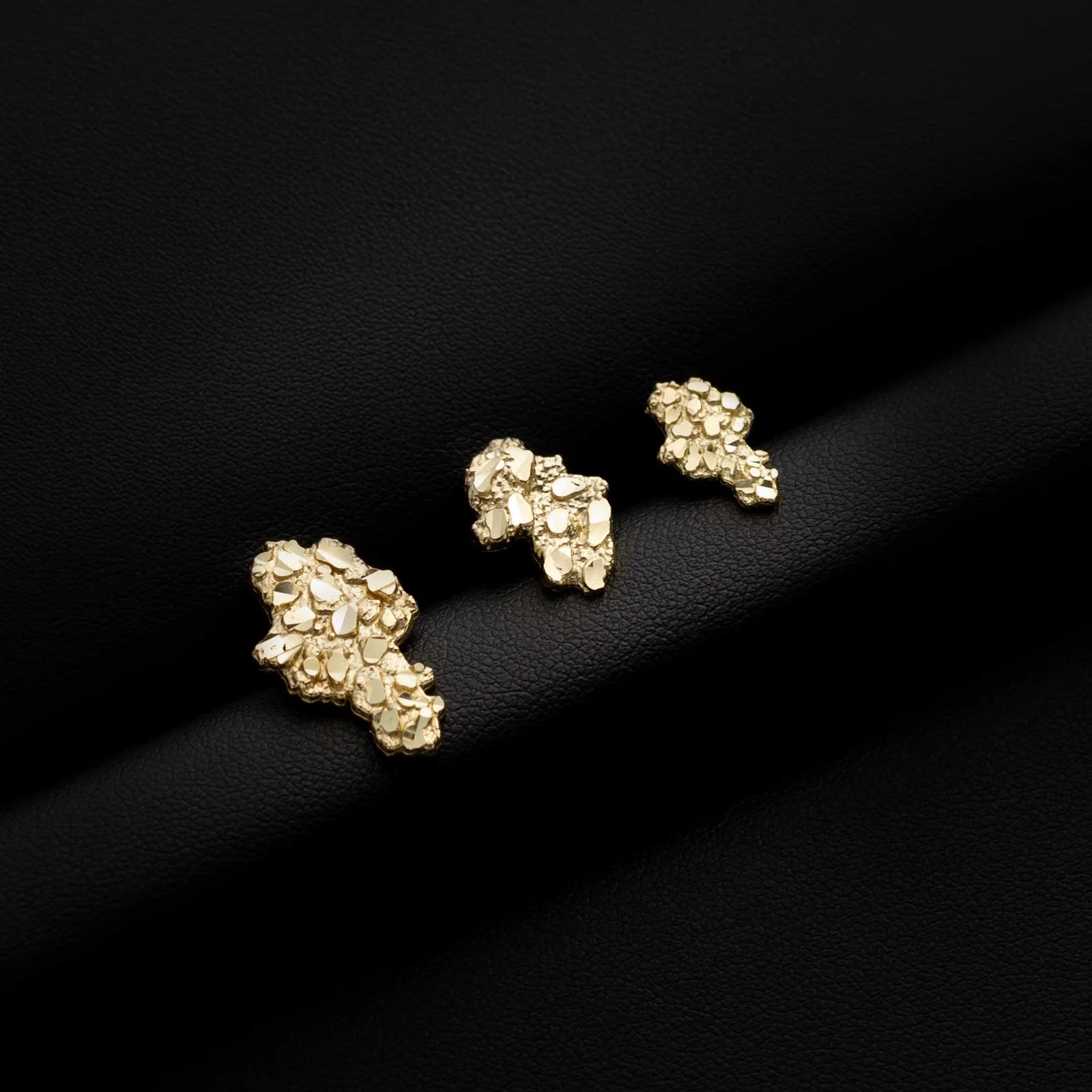 Nugget Stud Earrings Solid 10K & 14K Yellow Gold