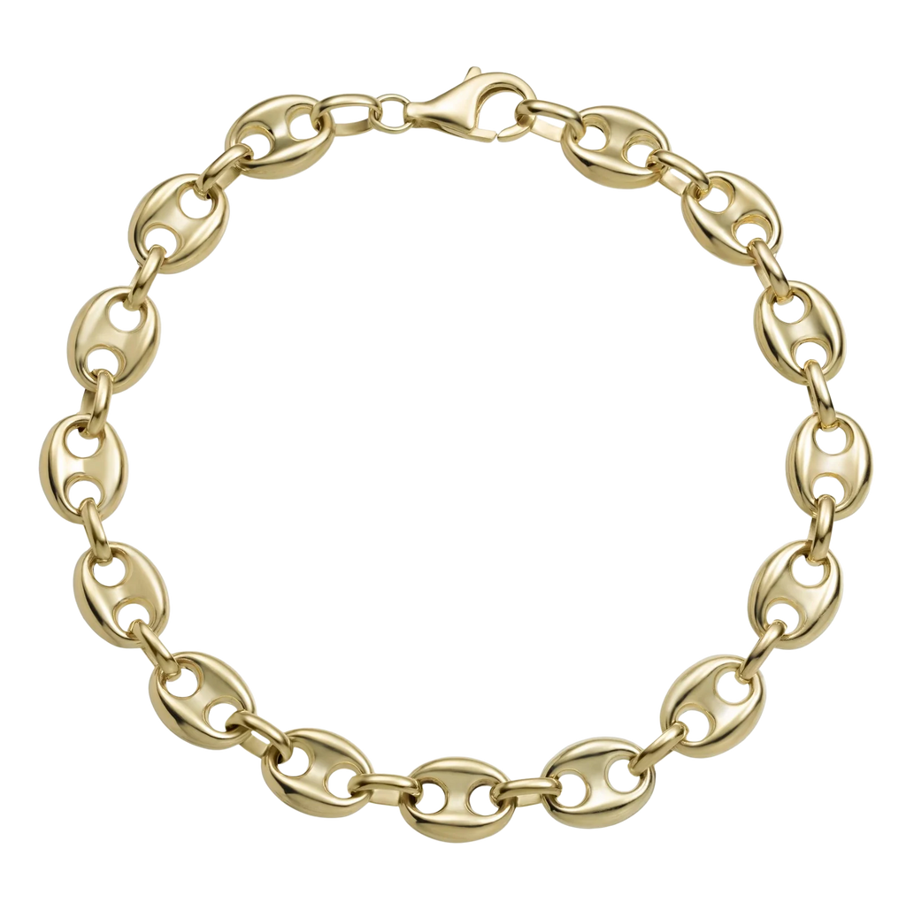 Puffed Mariner Link Bracelet 14K Yellow Gold - Hollow