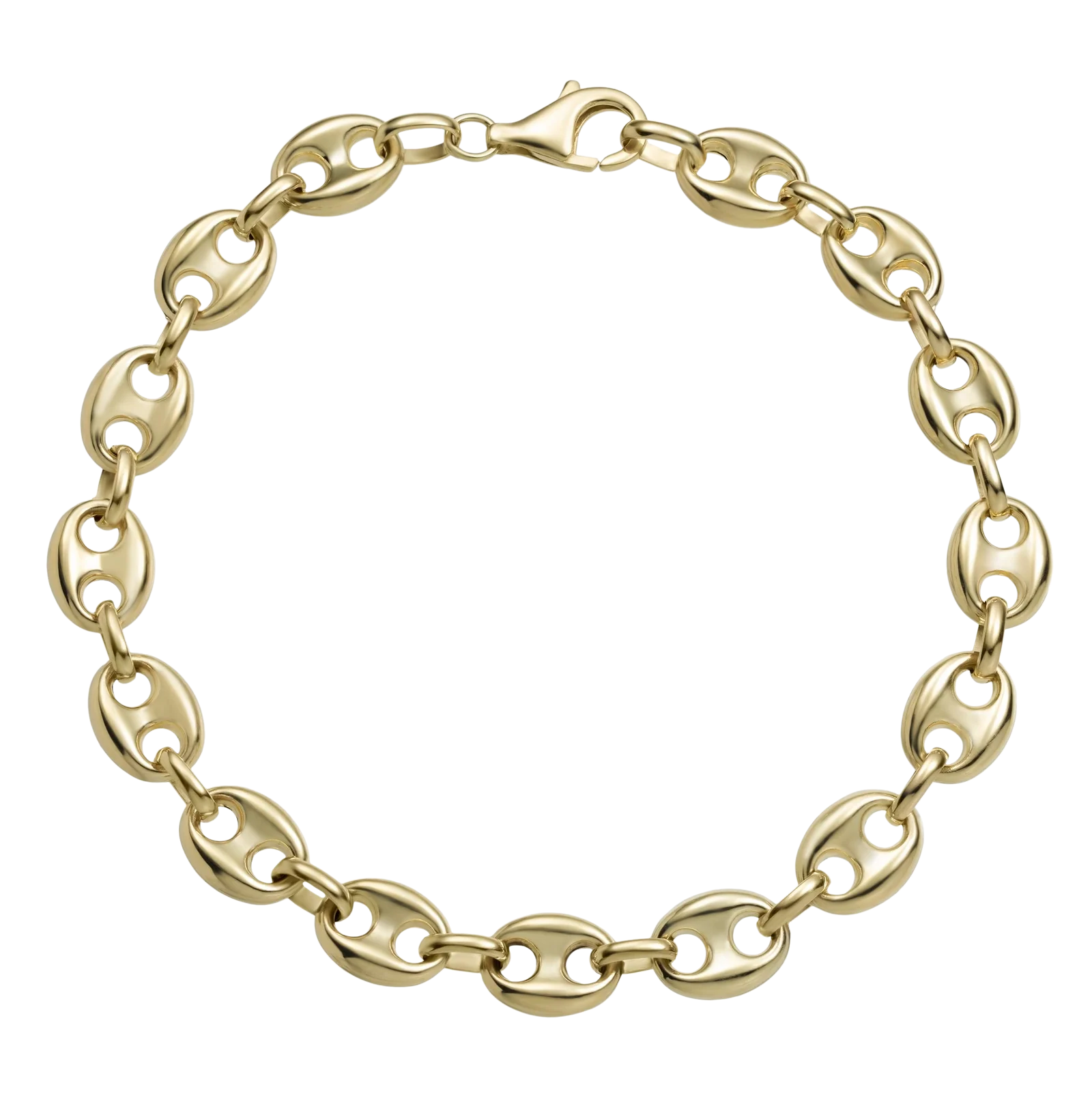 Puffed Mariner Link Bracelet 14K Yellow Gold - Hollow