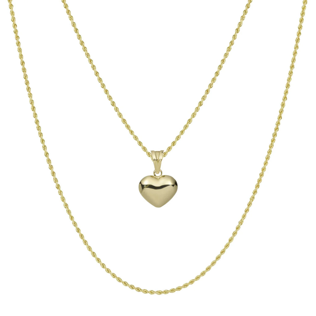 3/4" Reversible Heart Necklace 10K Yellow Gold