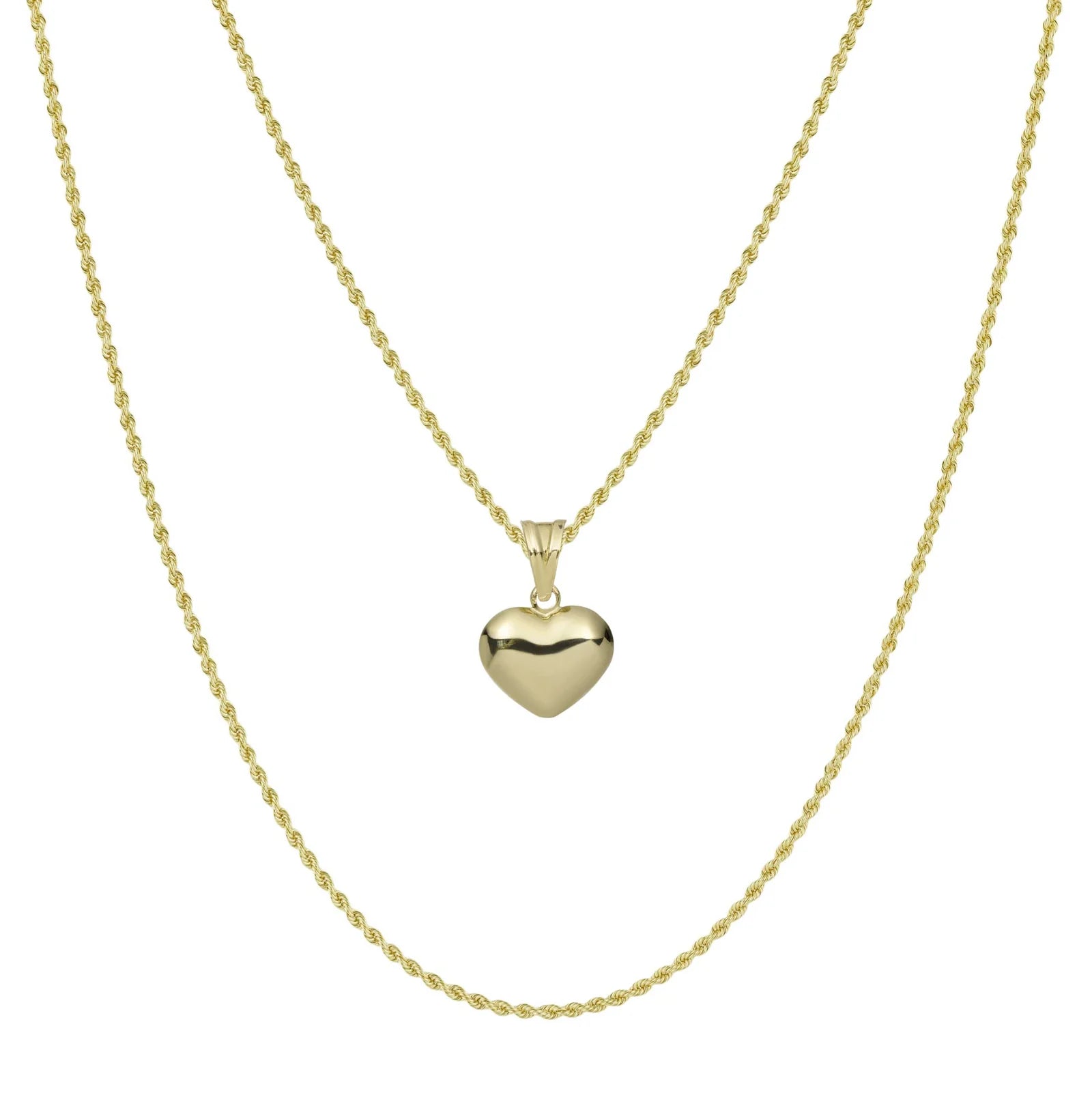 3/4" Reversible Heart Necklace 10K Yellow Gold