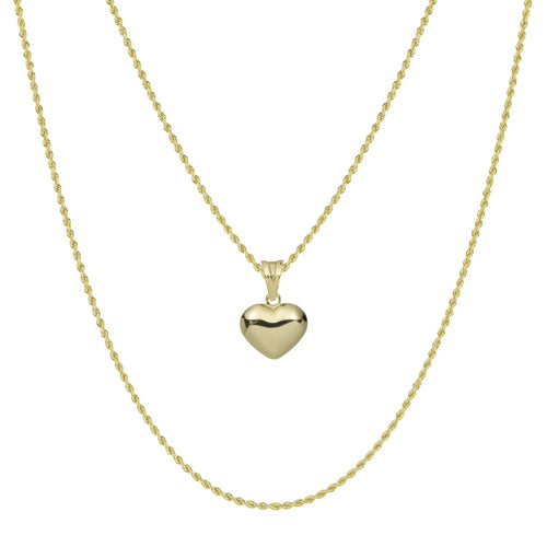 3/4" Reversible Heart Necklace 10K Yellow Gold
