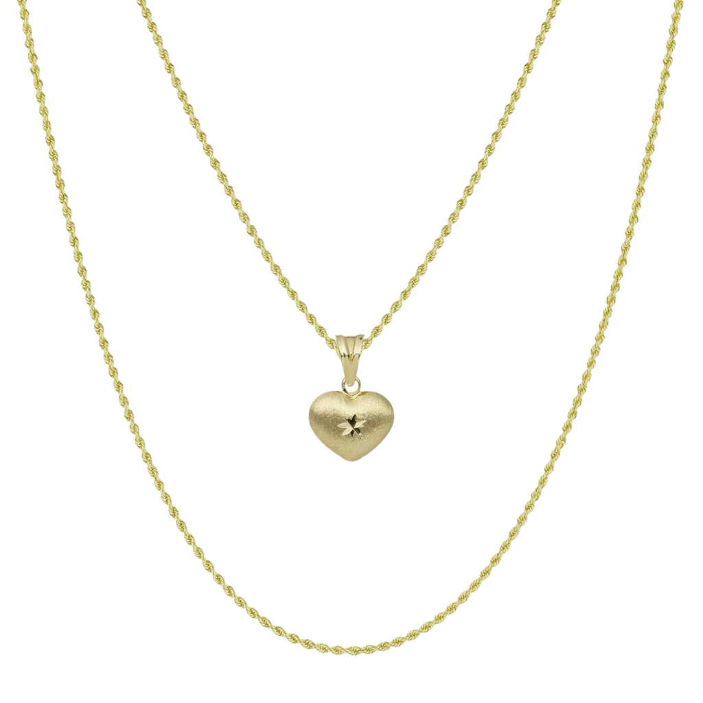 3/4" Reversible Heart Necklace 10K Yellow Gold