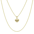 3/4" Reversible Heart Necklace 10K Yellow Gold