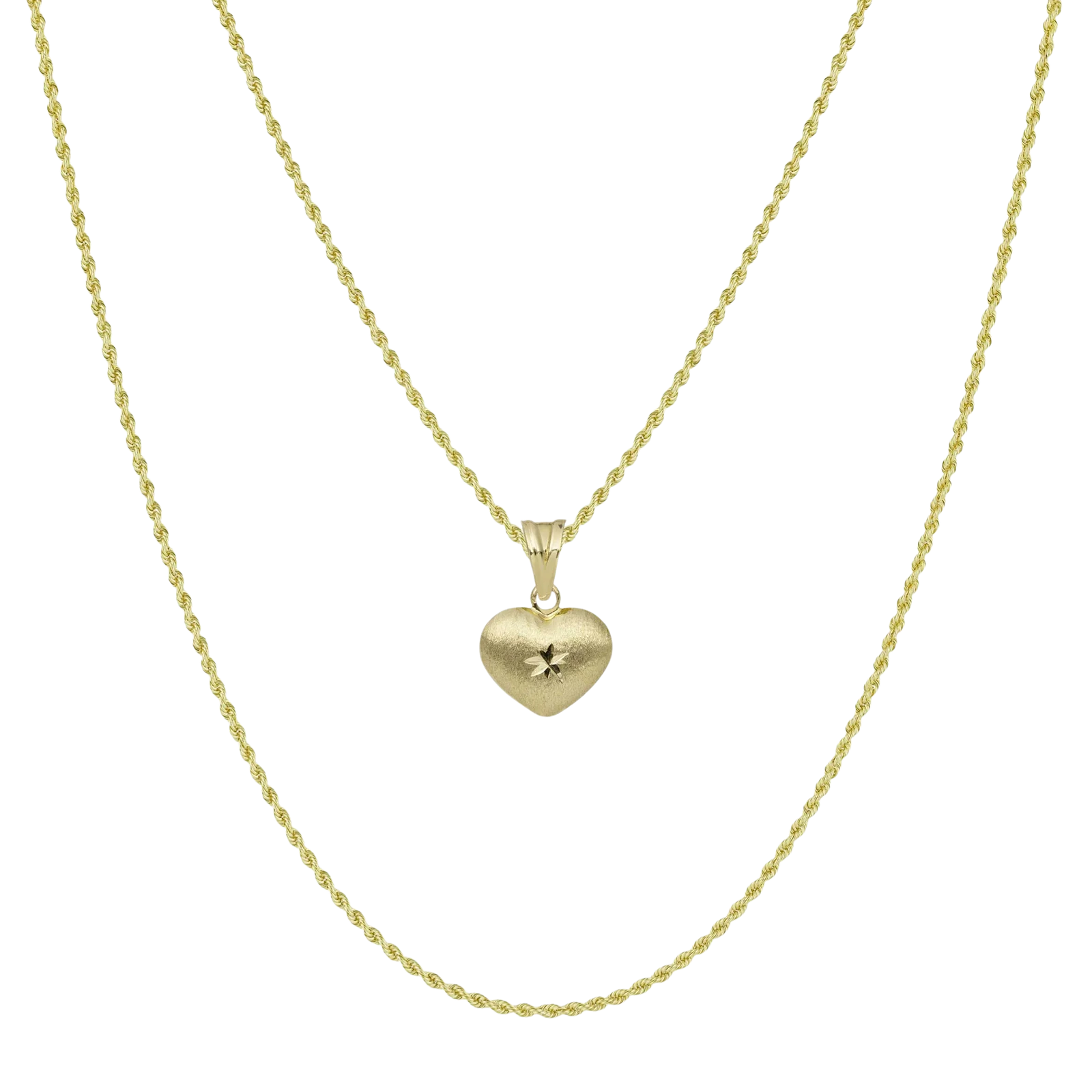 3/4" Reversible Heart Necklace 10K Yellow Gold