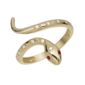 Ruby Eyes Snake Ring 10K Yellow Gold