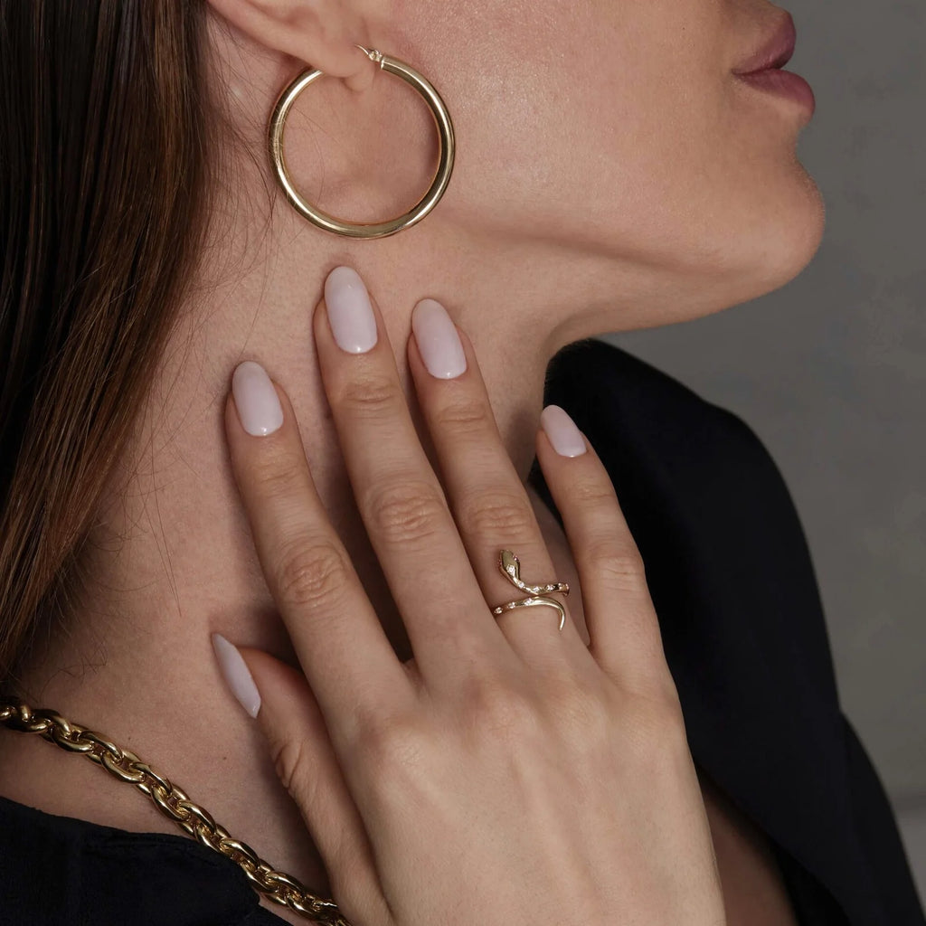 Ruby Eyes Snake Ring 10K Yellow Gold