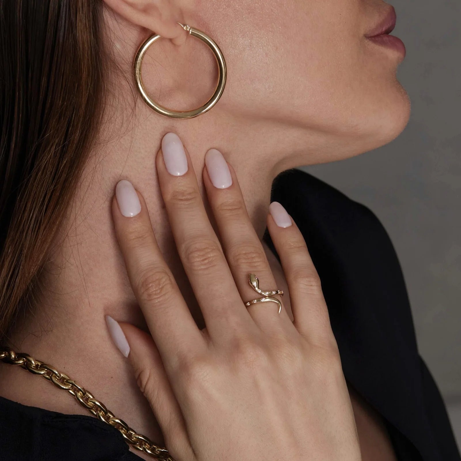 Ruby Eyes Snake Ring 10K Yellow Gold