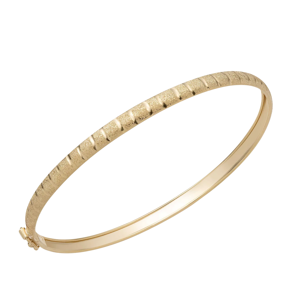 4mm Satin Textured Bangle Bracelet 10K Yellow Gold