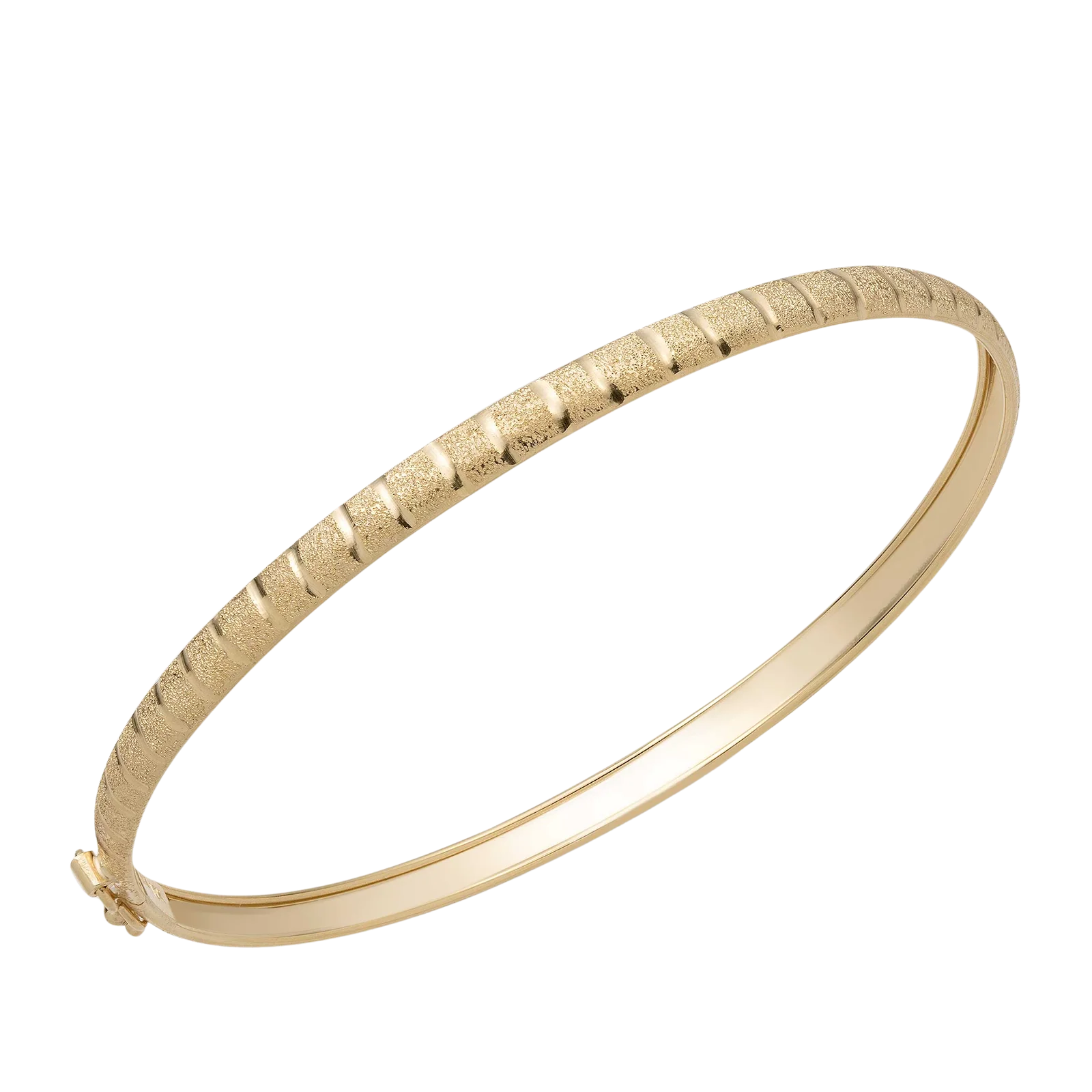 4mm Satin Textured Bangle Bracelet 10K Yellow Gold
