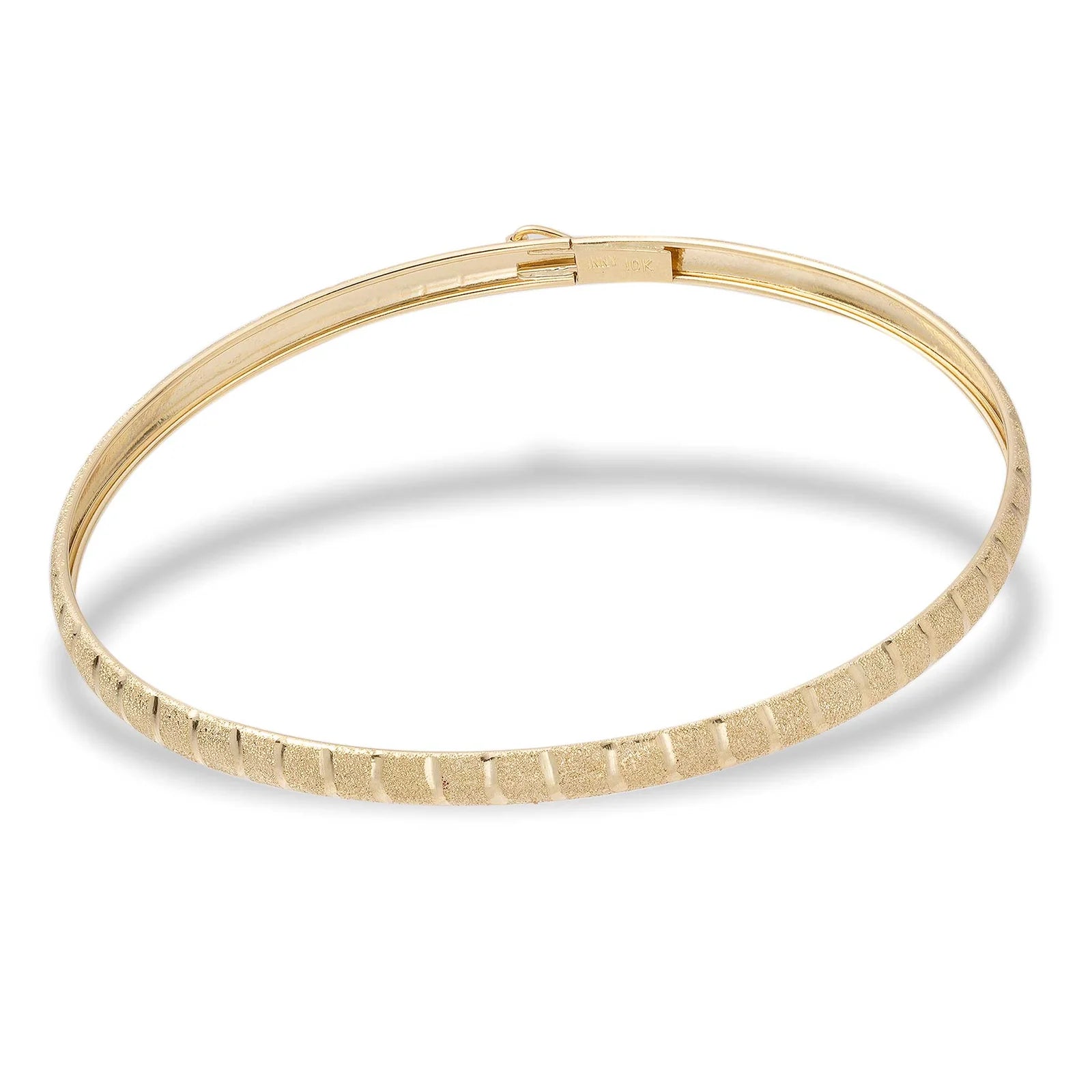 4mm Satin Textured Bangle Bracelet 10K Yellow Gold