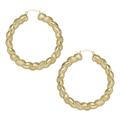 2" Textured Twisted Hoop Earrings 10K Yellow Gold